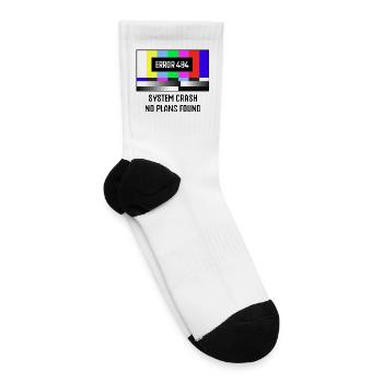 Error 404 System Crash No Plans Found Funny Introv - Tennis Socks - white - Right
