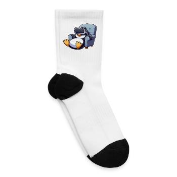 Penguin virtual reality gamer chilling video games - Tennis Socks - white - Right