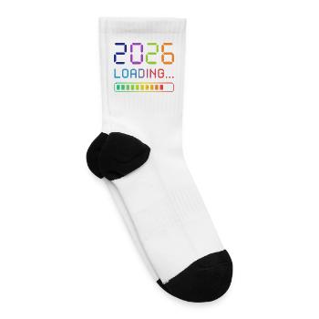 2026 Loading Please Wait Gamer New Year Tech - Tennis Socks - white - Right