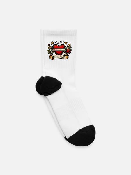 Arcade Heart Gauge Tattoo - Tennis Socks - white