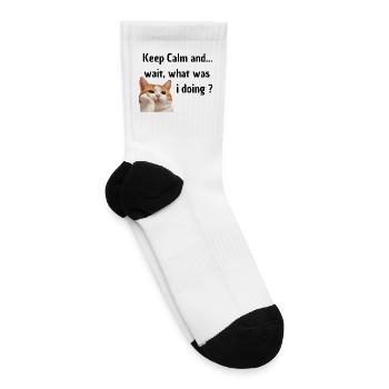 Pondering Orange White Cat - Tennis Socks - white - Right