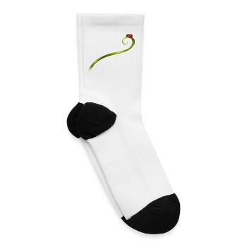 Ladybug on a curved blade of grass - Tennis Socks - white - Right