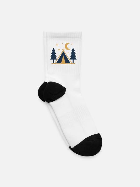 Camping Tent Forest Night - Tennis Socks - white