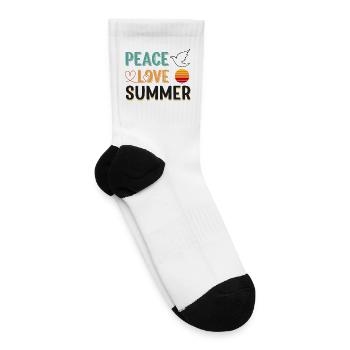 Peace Love Summer Summer Vacation Design - Tennis Socks - white - Right