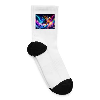 Vibrant Neon Shiba Inu in Surreal Sky - Tennis Socks - white - Right