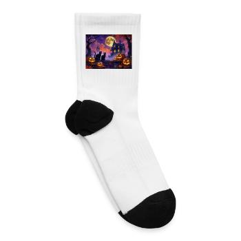 Moonlit Pumpkin Haunt - Tennis Socks - white - Right