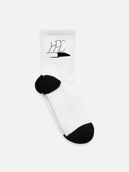 Minimalist Black Hand Logo Silhouette - Tennis Socks - white