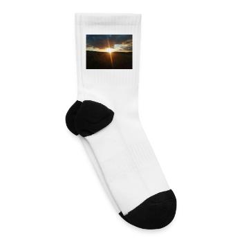 Golden Hour Sunset Field - Tennis Socks - white - Right