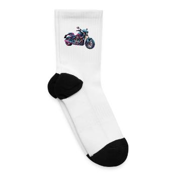 Futuristic Neon Cyberpunk Motorcycle - Tennis Socks - white - Right