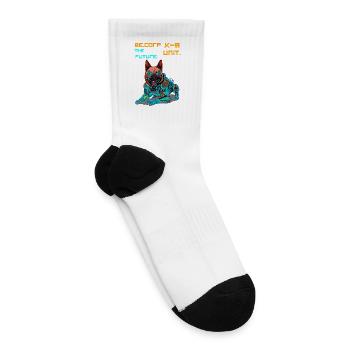 Futuristic Cyborg Dog Illustration - Tennis Socks - white - Right