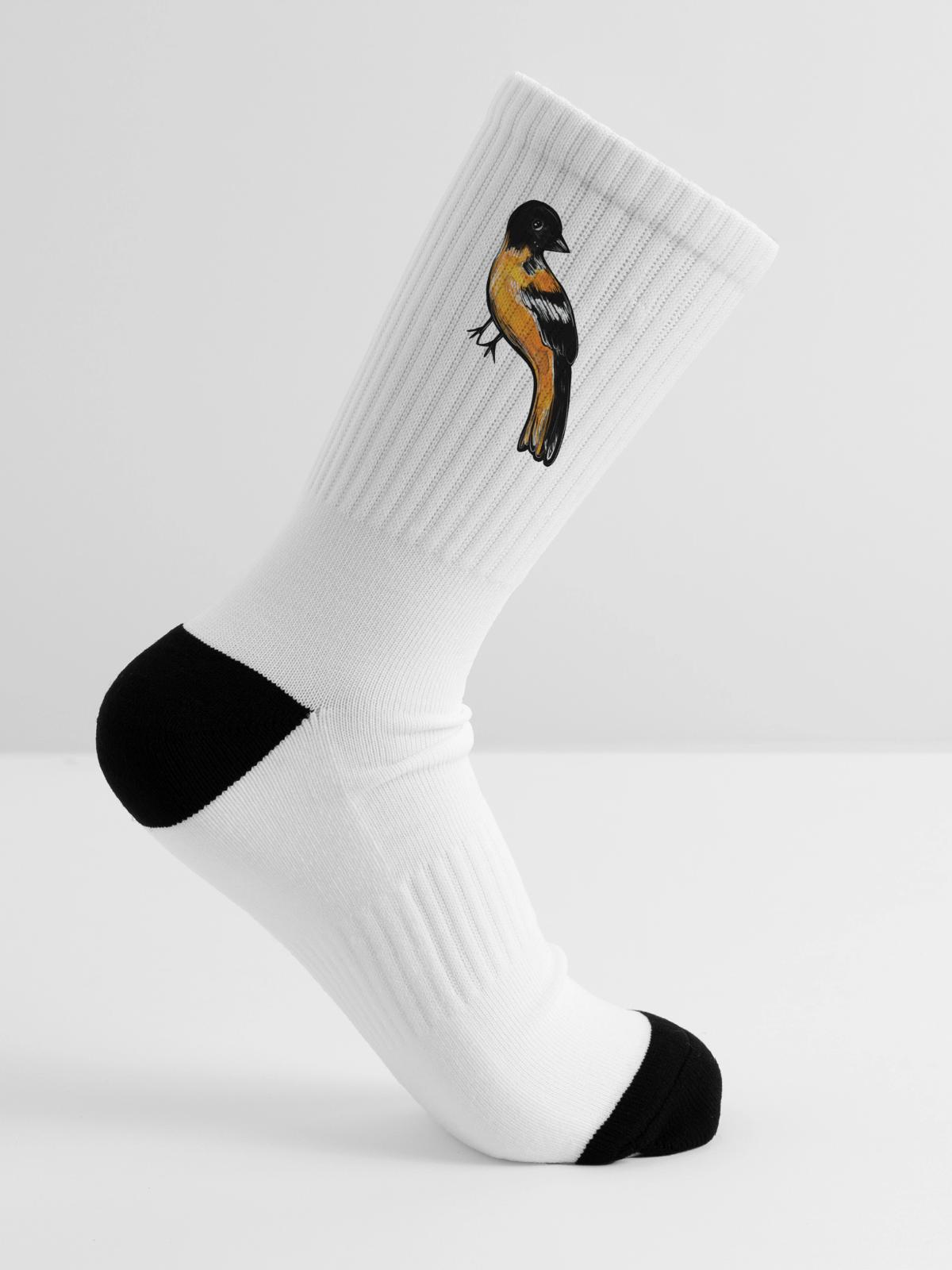 Ember Robin on Midnight - Tennis Socks - white - Right