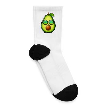 Funny Minimalist Avocado Cartoon Summer Veggie - Tennis Socks - white - Right