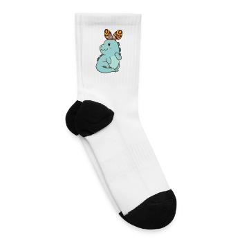 Pastel Dino with Butterfly - Tennis Socks - white - Right