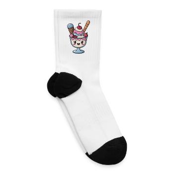 Happy Ice Cream Sundae Sweet Treat kawaii design - Tennis Socks - white - Right