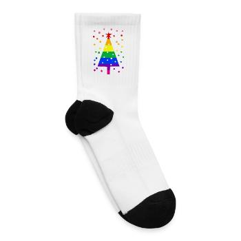 Gay Holiday Outfit Queer Christmas LGBTQ snow ball - Tennis Socks - white - Right