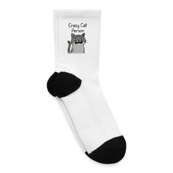 Crazy Cat Person Cartoon - Tennis Socks - white - Right