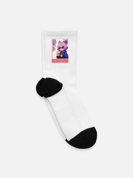 Furry Catgirl Vacation Vibes - Tennis Socks - white