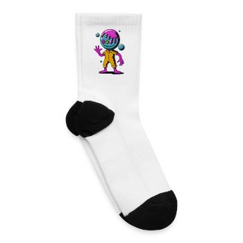Neon Drip Alien in Yellow Suit - Tennis Socks - white - Right