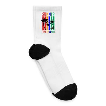 Colorful Summer Beach Time Surf Design - Tennis Socks - white - Right