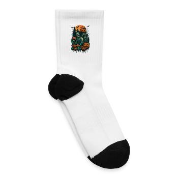 Zombie Pumpkin Night in Haunted House - Tennis Socks - white - Right