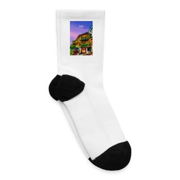 Jiufen Lantern Lane Sunset - Tennis Socks - white - Right