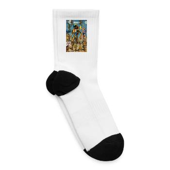 Retro Futurist Astronaut Collage - Tennis Socks - white - Right