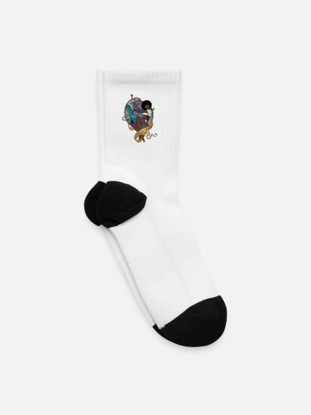 High Seas Sailor Girl Illustration - Tennis Socks - white