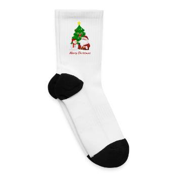 Santa Snowman Christmas Tree - Tennis Socks - white - Right