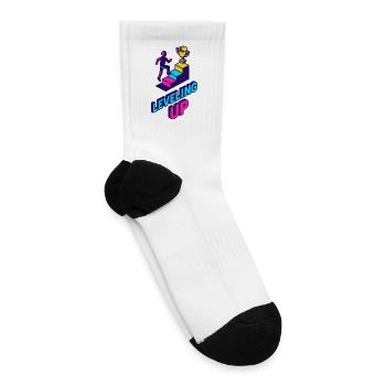 Leveling Up • Neon Isometric Gamer Design - Tennis Socks - white - Right