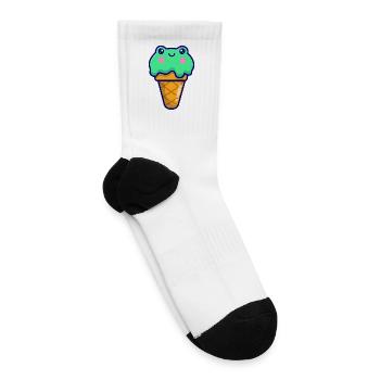 Kawaii Frog Ice Cream Cone - Tennis Socks - white - Right