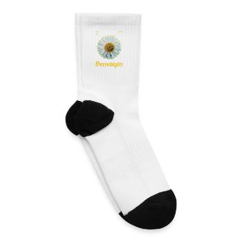 Blue Daisy Neon Outline Flower - Tennis Socks - white - Right