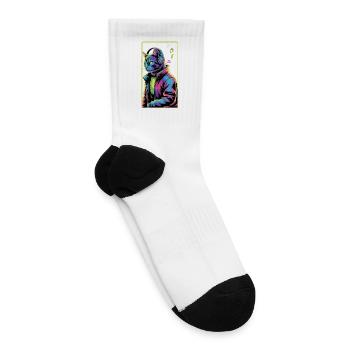 Cyberpunk Cat – Neon Futuristic Glow - Tennis Socks - white - Right