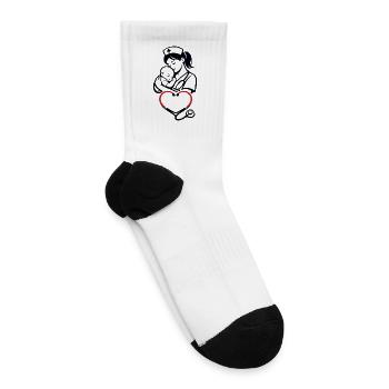 Nurse Mom Heart Stethoscope Line Art - Tennis Socks - white - Right