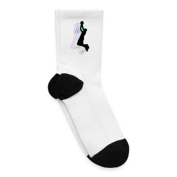 Dynamic Basketball Player Motion Outline Art Sport - Tennis Socks - white - Right