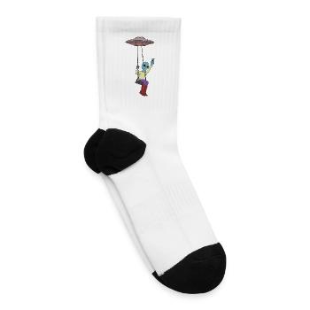 Alien Swinging with UFO and Peace Sign - Tennis Socks - white - Right