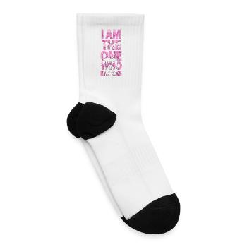 Pink Motivational Text Design - Tennis Socks - white - Right