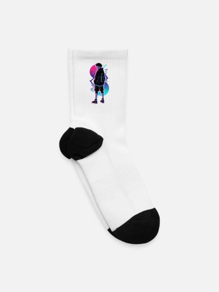 Neon Anime Hoodie Rebel - Tennis Socks - white