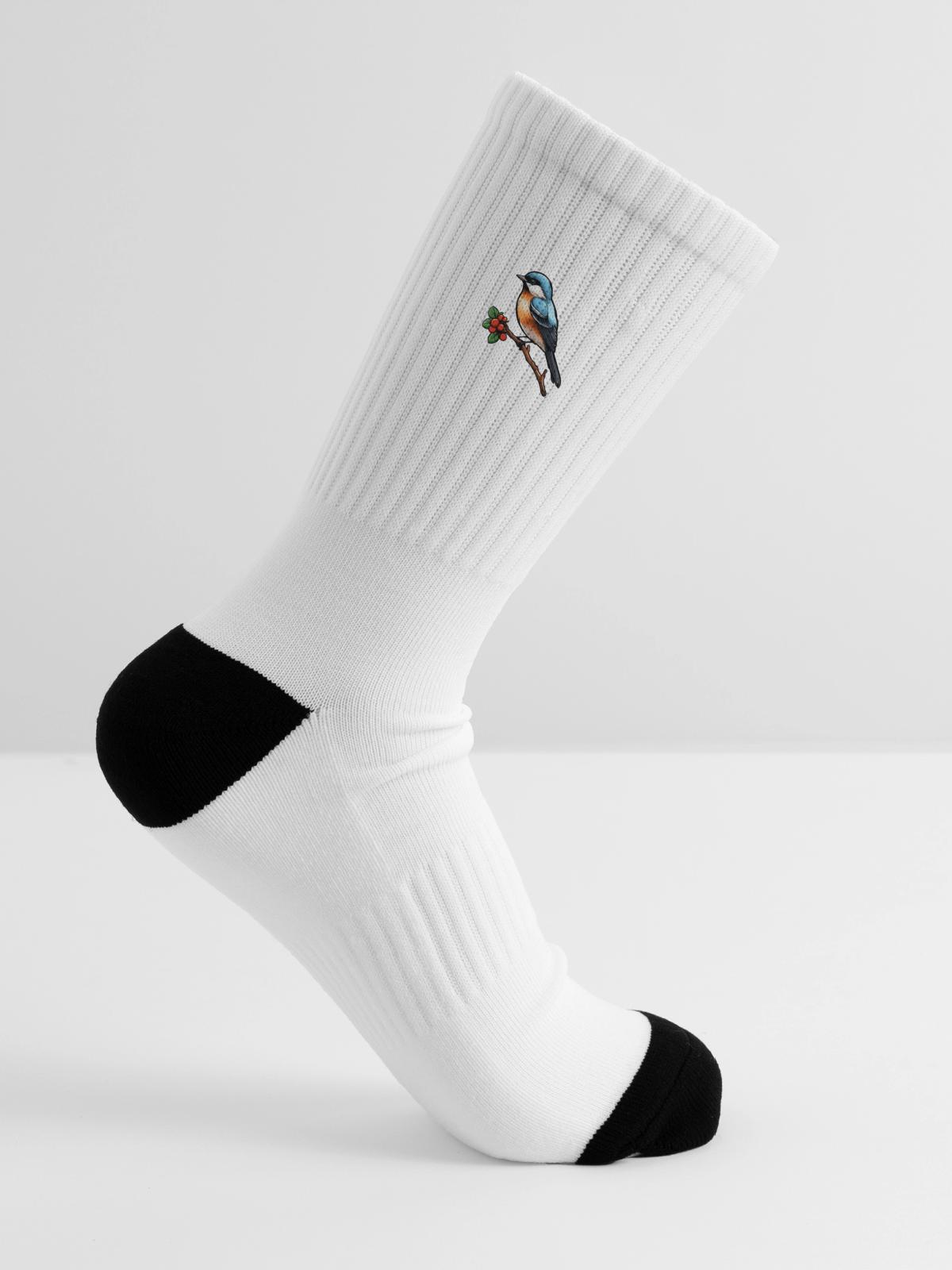 طائر السعادة الصغير - تصميم فني. - Tennis Socks - white - Right