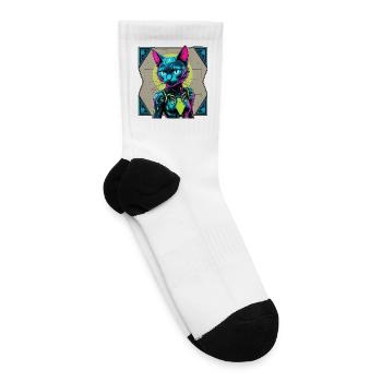 Cybercat – Futuristic Feline Style - Tennis Socks - white - Right