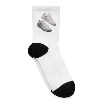 Minimalist White Sneakers Design - Tennis Socks - white - Right