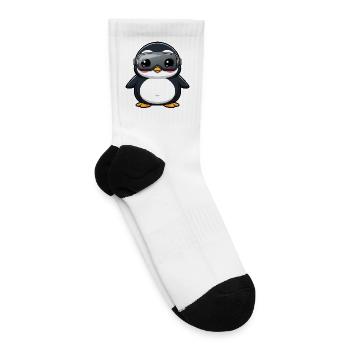 Funny penguin VR gamer nerd cartoon - Tennis Socks - white - Right