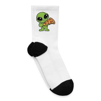 Cute Alien With Pizza Slice - Tennis Socks - white - Right