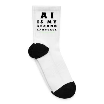 AI Is My Second Language  Funny Tech Nerd AI Shirt - Tennis Socks - white - Right
