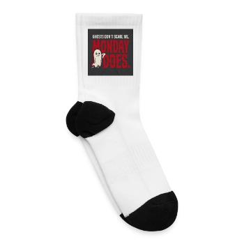 Retro Funny Halloween Ghost Monday Shirt - Tennis Socks - white - Right