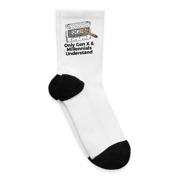 Retro Cassette Nostalgia: Gen X & Millennials - Tennis Socks - white - Right