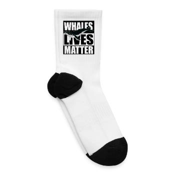 Whales Lives Matter Bold Typography - Tennis Socks - white - Right