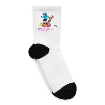 Glitch Skateboarder on Rainbow Cloud - Tennis Socks - white - Right
