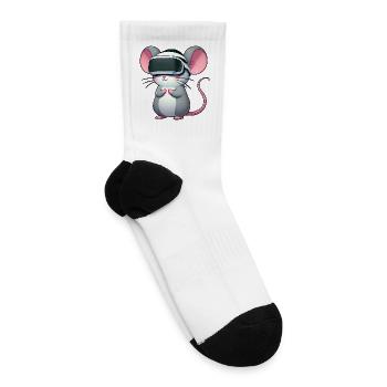 Cute Mouse Rat VR Gamer Comic Style - Tennis Socks - white - Right