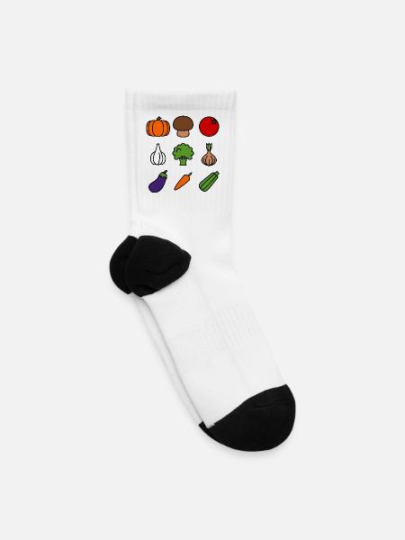 Vivid Veggie Icons on Black - Tennis Socks - white