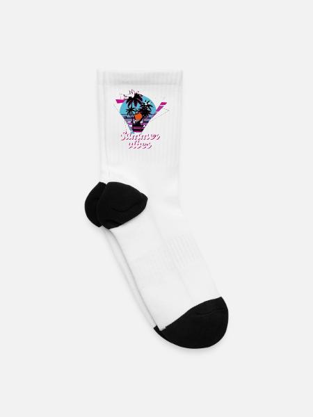 Sunset Palms Neon Vibe - Tennis Socks - white